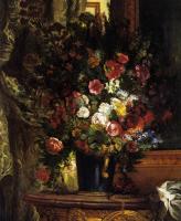 Delacroix, Eugene - A Vase of Flowers on a Console
